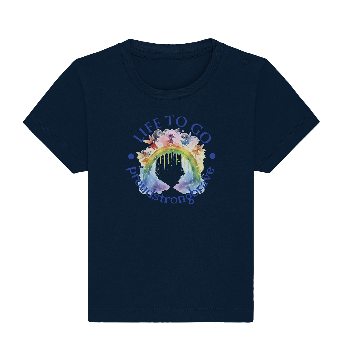 Regenbogen "proud, strong, brave" Kollektion - Baby Organic Shirt